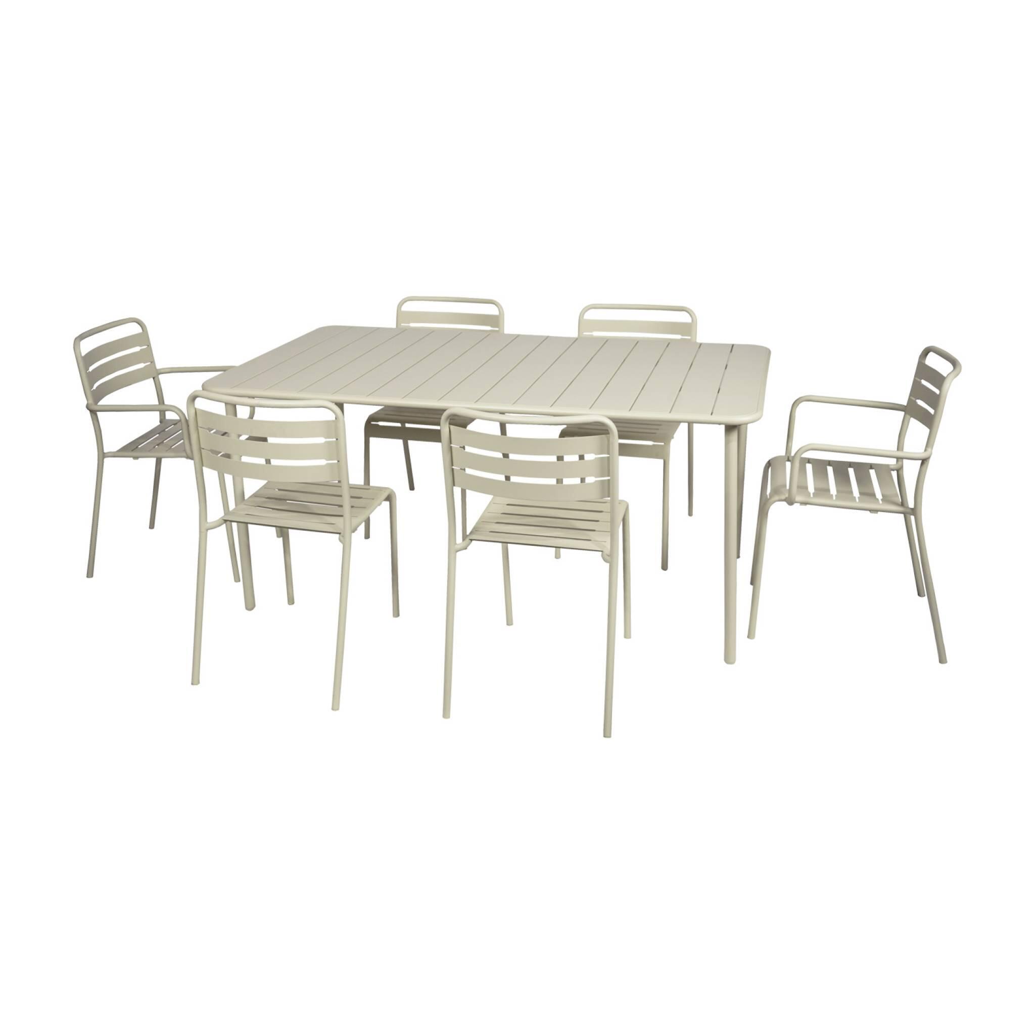 Tavolo da giardino in metallo, 6-8 posti a sedere, Beige 5/5