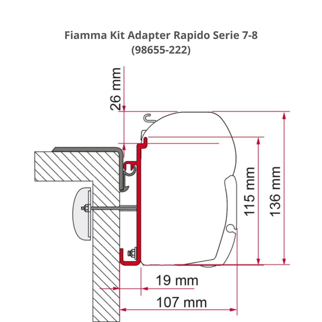 Fiamma Rapido Series 7-8 Awning Adapter Kit for Fiat 860F and Garage Models 1/6