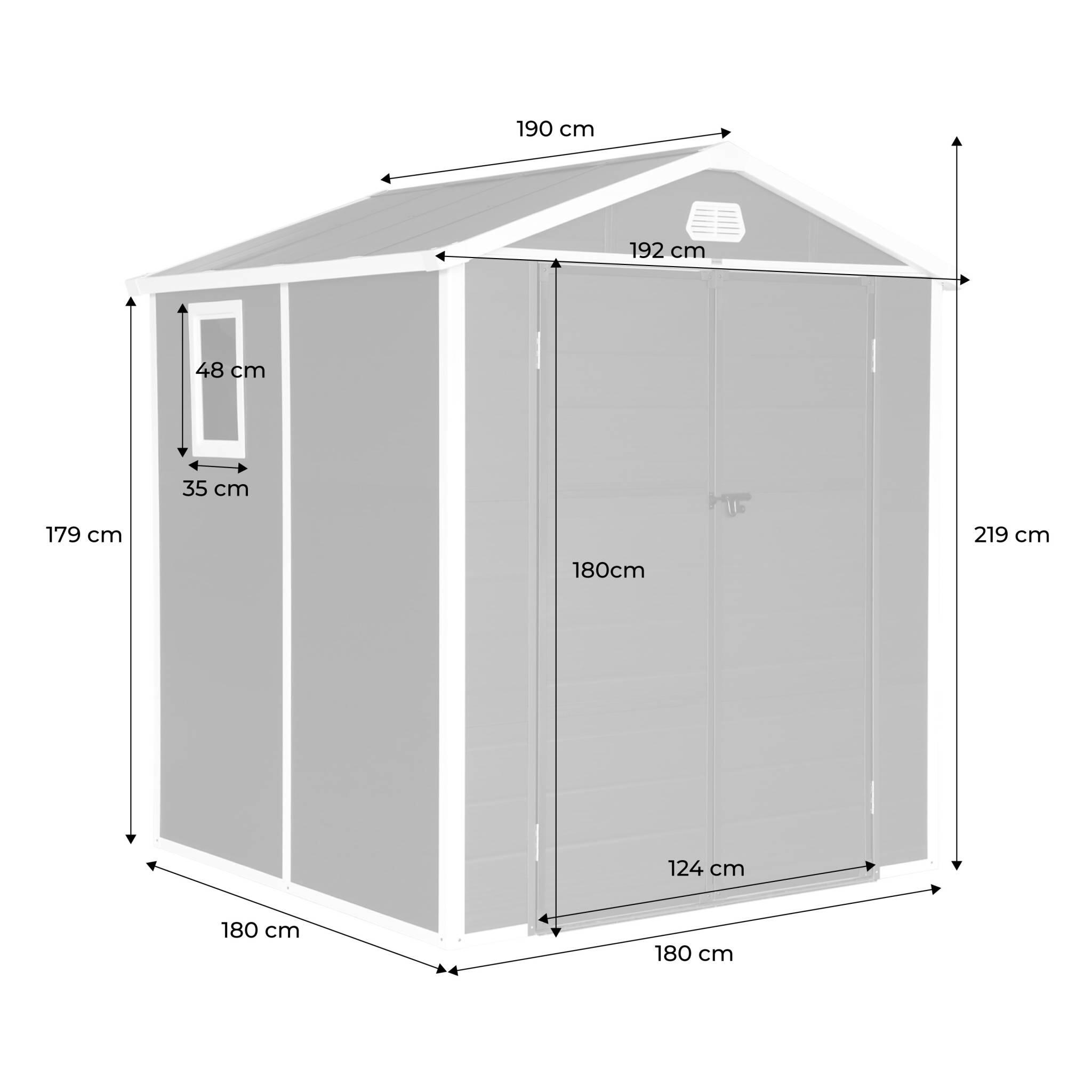 Abrigo de plástico para jardim, estrutura de alumínio, 3.65m², Antracite 4/6