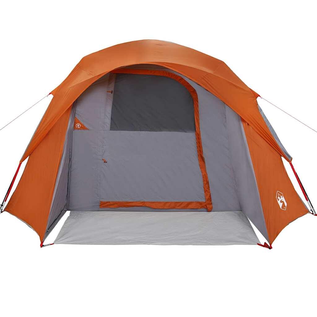 VidaXL Familienzelt 6-Personen wasserdicht Grau-Orange 6/7