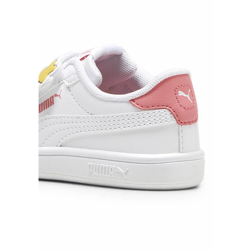 Pantofi PUMA Smash 3.0 Badges pentru copii mici PUMA White Passionfruit Pink