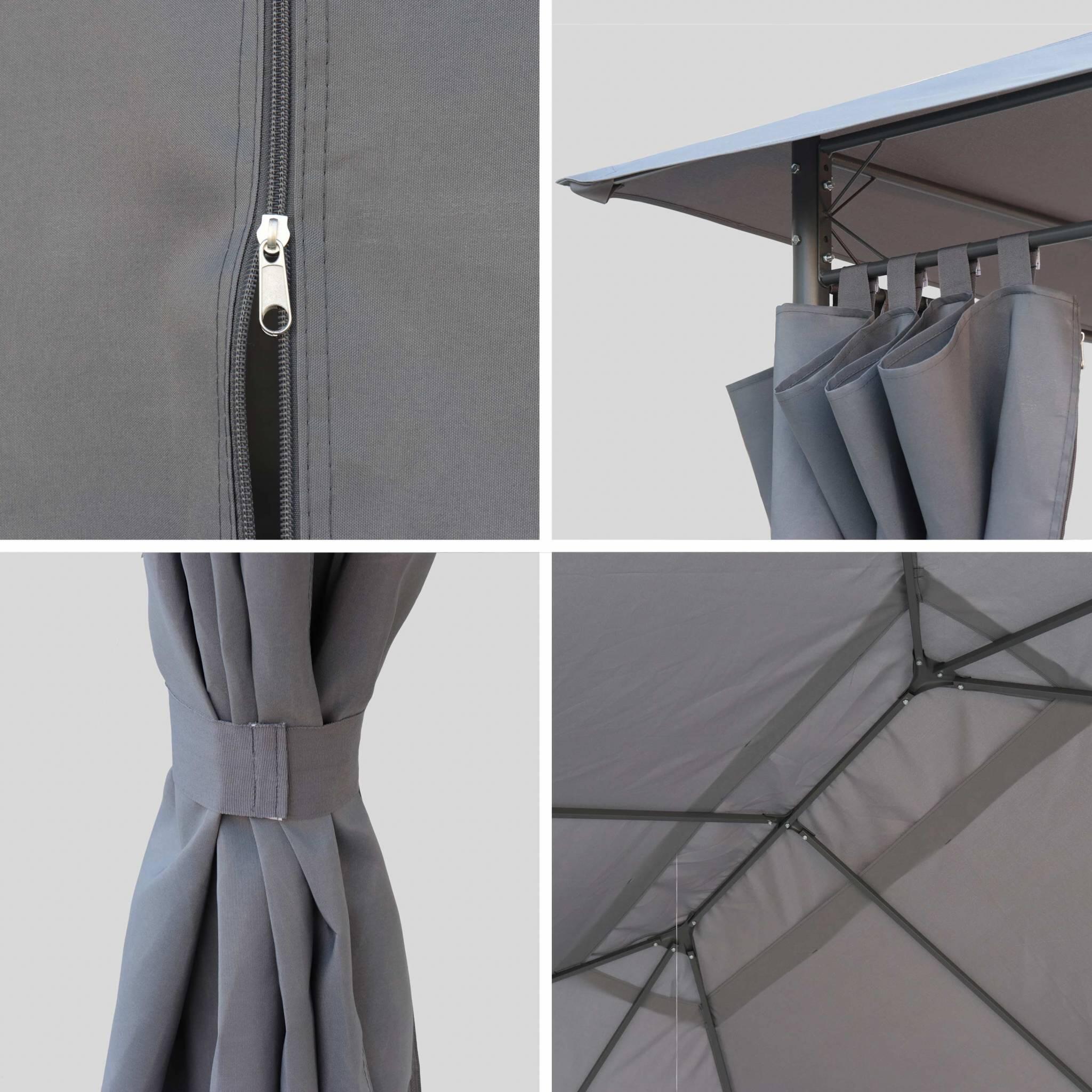 Tela de techo con cortinas 3x4m, Gris 2/2