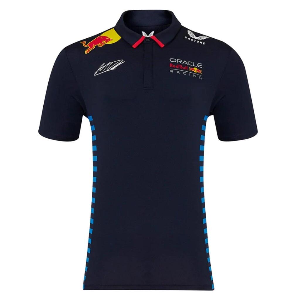 Red Bull Racing F1 2024 Max Verstappen Team Mens Navy Polo Shirt