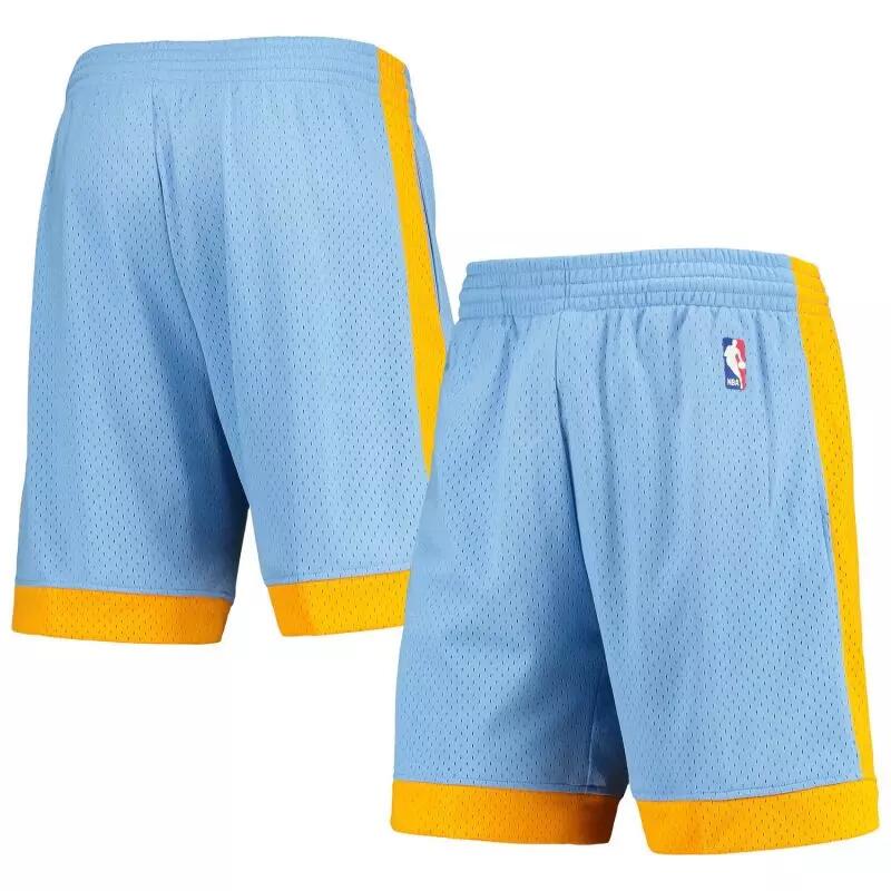 Short NBA Los Angeles Lakers 2001-02 Mitchell & Ness Swingman Bleu 3/3