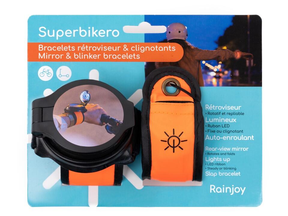Superbikero Duo 2 fiets LED armband jes met 1 geïntegreerde achteruitkijkspiegel 5/7