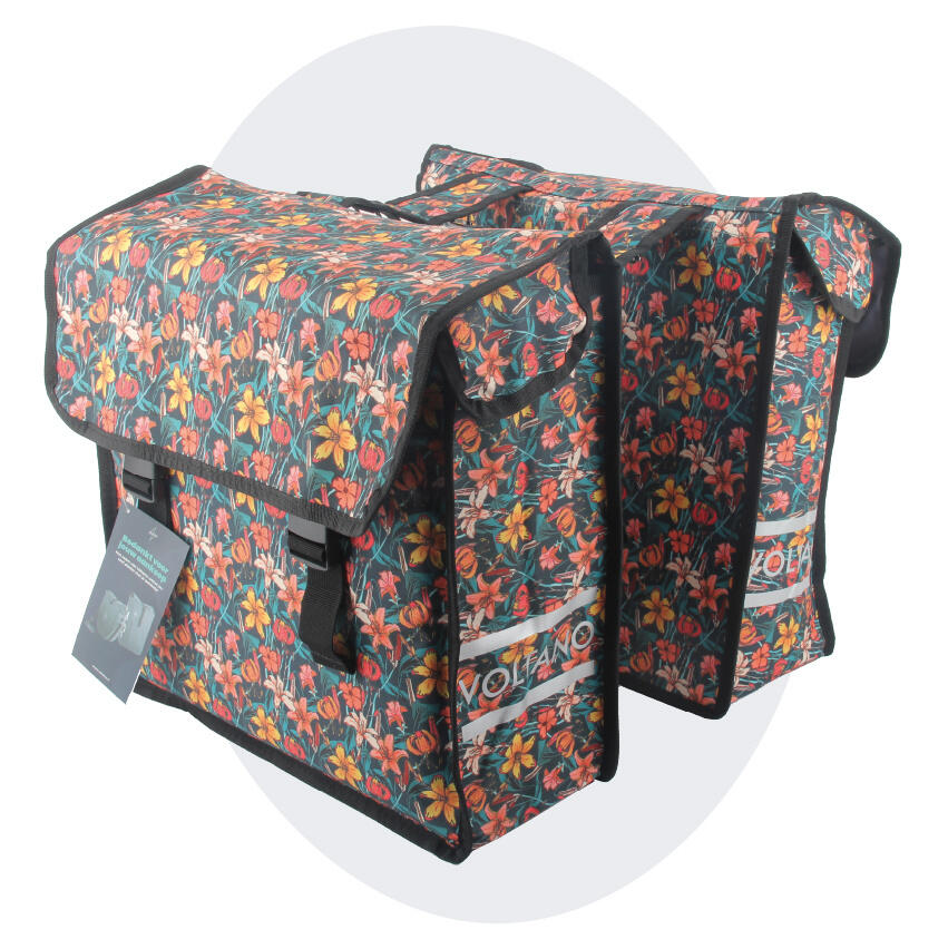 VOLTANO Voltano Dubbele Fietstas Floral Fiesta - 38 Liter - Waterdicht Polyester