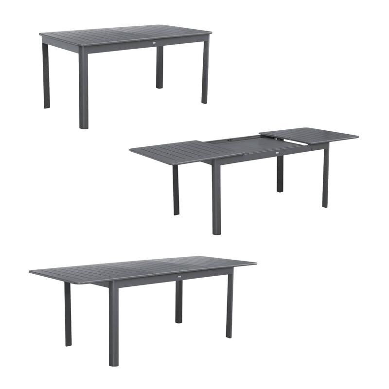 Mesa de jardín extensible de aluminio con 8 sillas, Antracita
