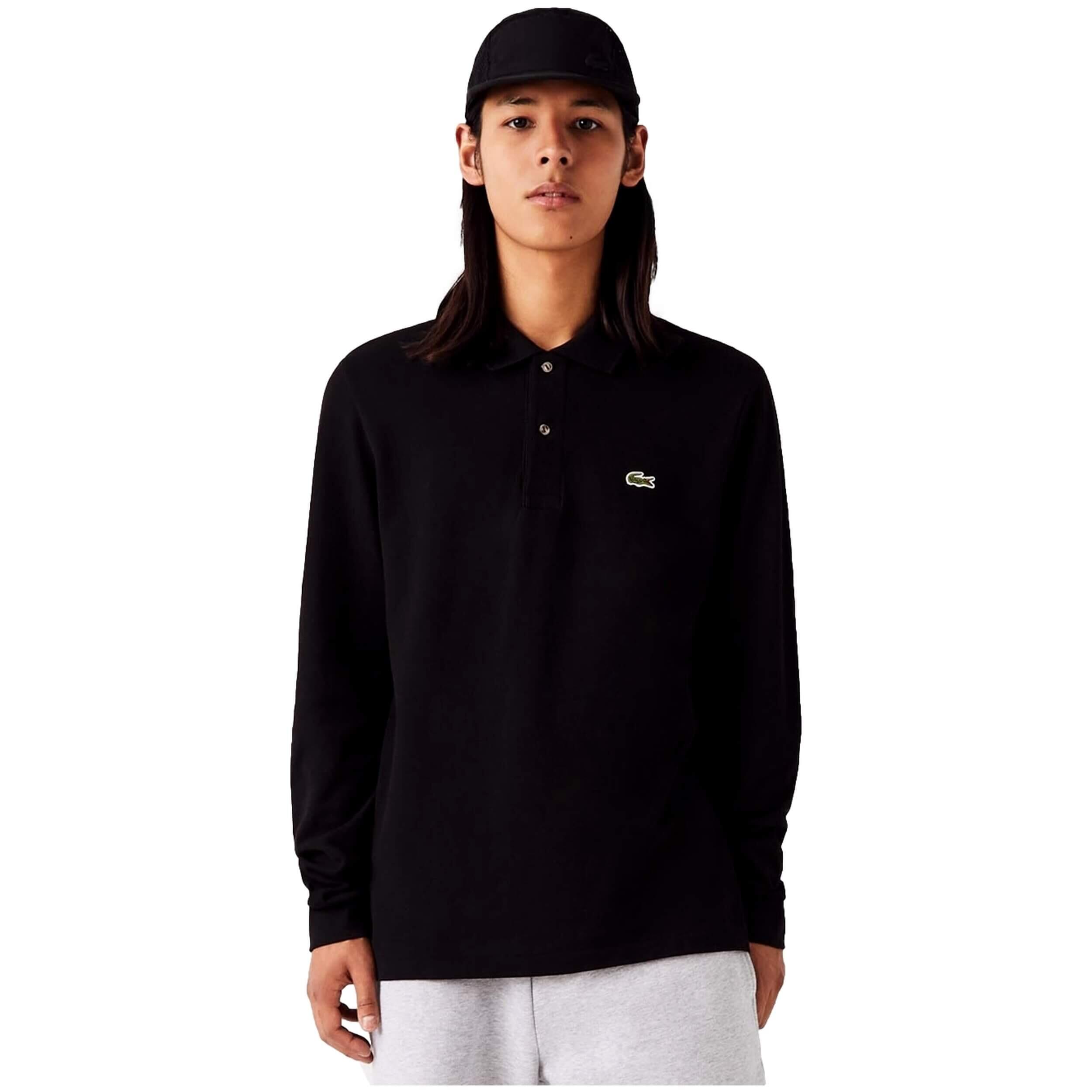 LACOSTE Pólo de manga comprida Lacoste Classic fit para homem em preto