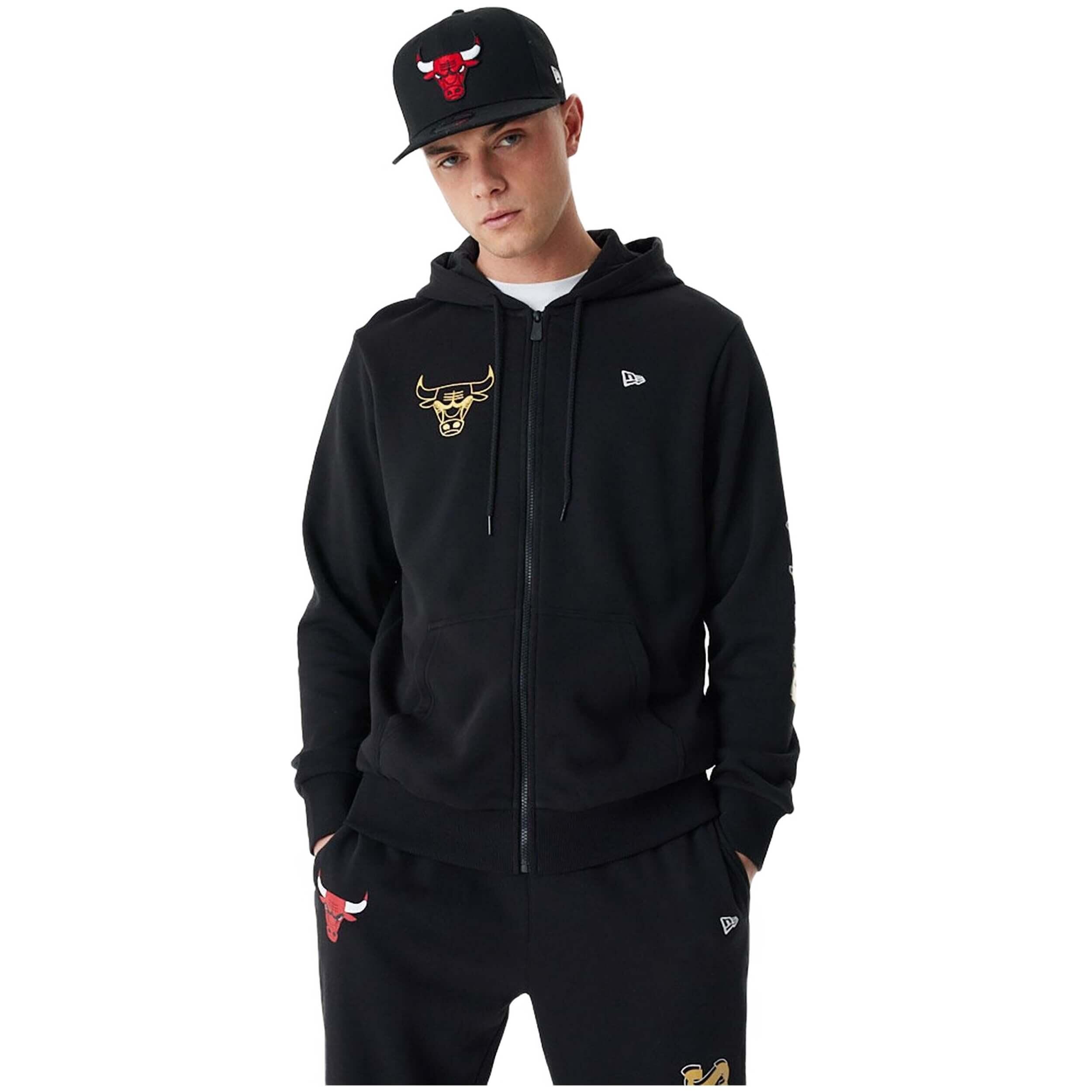 NEW ERA Pánská mikina New Era Team Script FZ Hoody Chicago Bulls