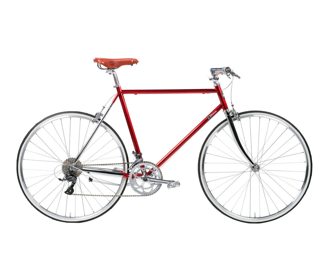 SIECH Siech Cycles Urban Bike 16-Speed Chrome/Red Leather