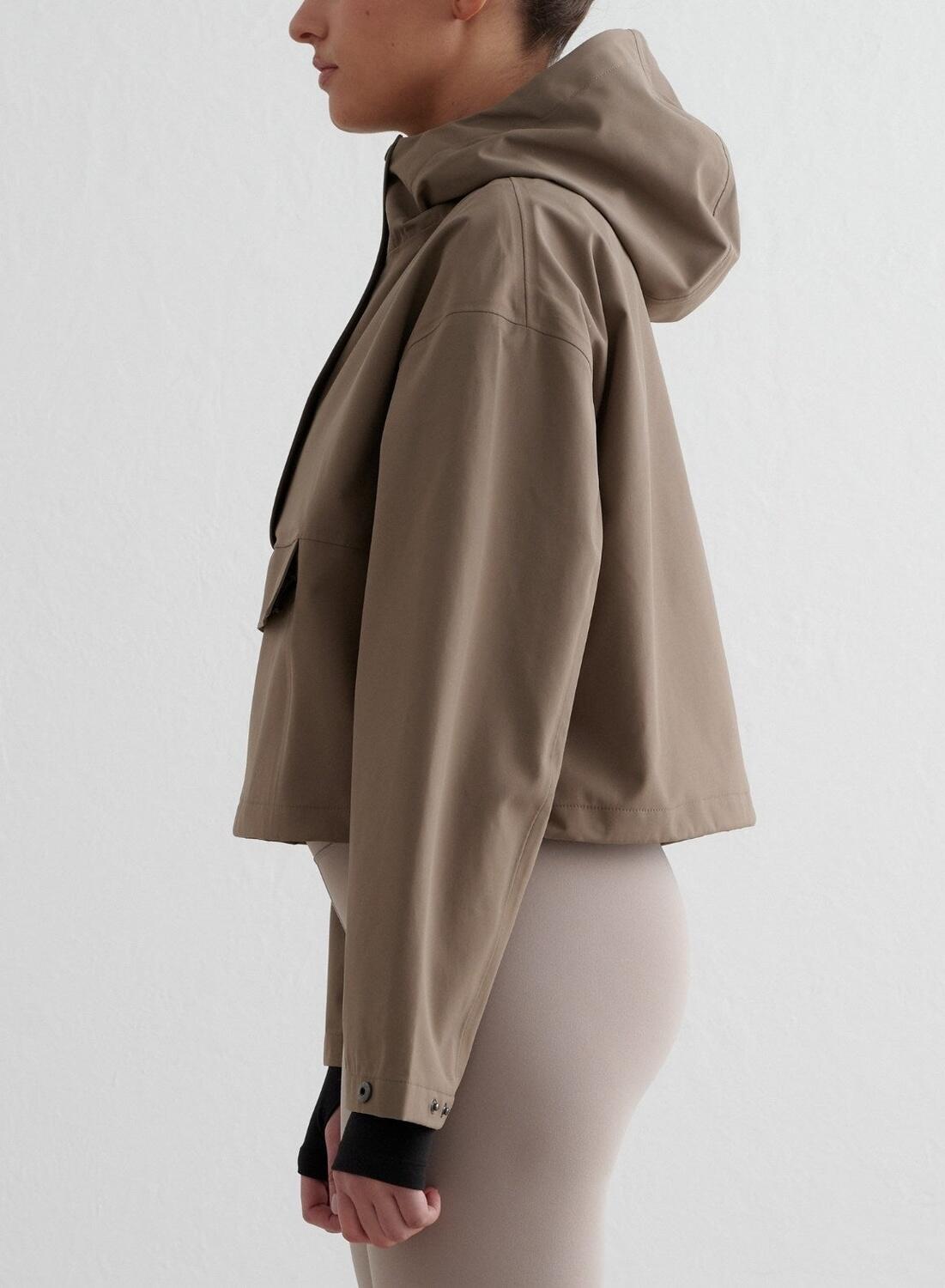 Mujer Chaqueta Impermeable Anorak Corto Marrón 5/6