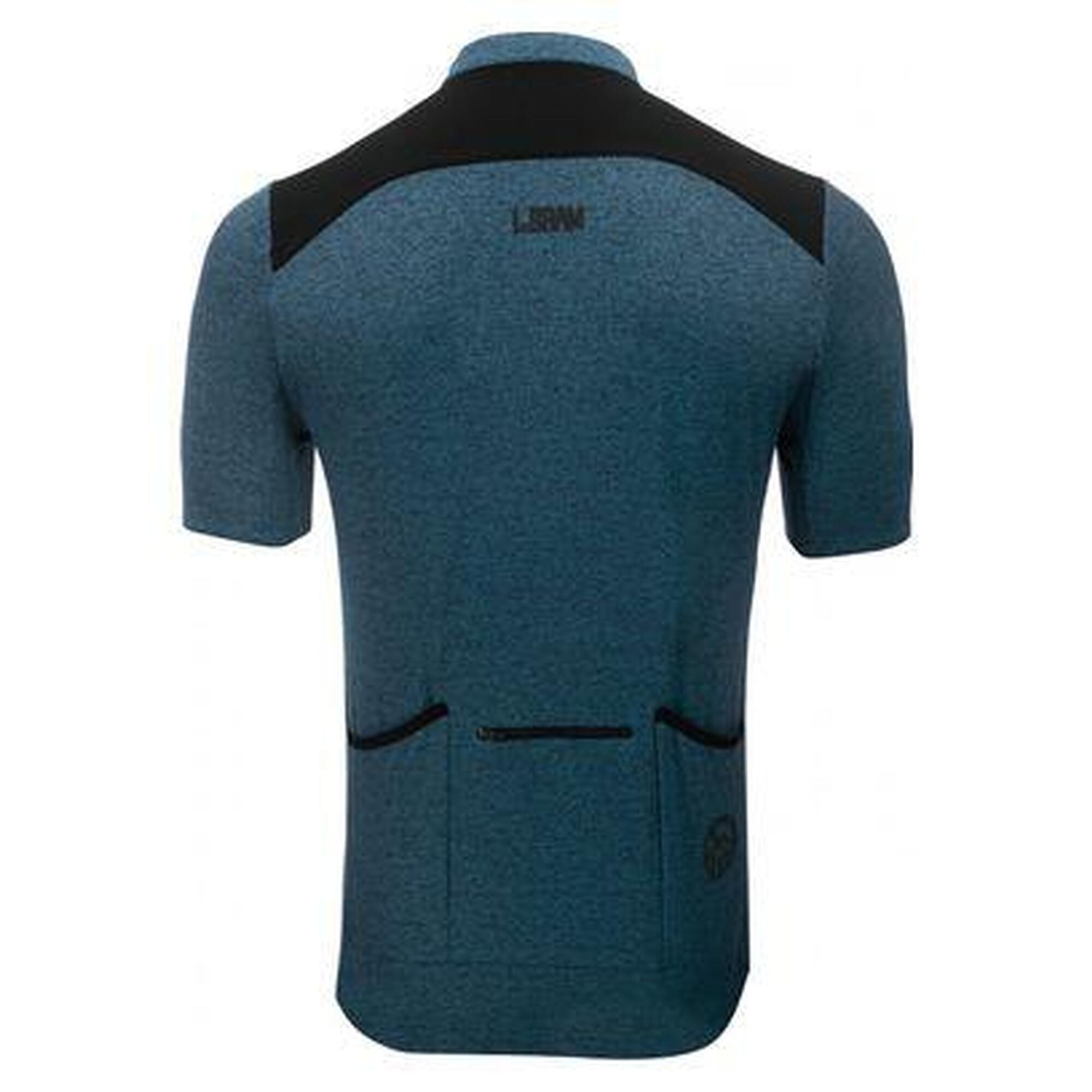 Maillot Manches Courtes Gravel LeBram Parpaillon Gris Bleu Pétrole Coupe Droite