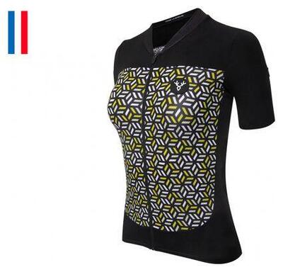 Lebram women's short sleeve jersey iron cross black yellow tailored fit