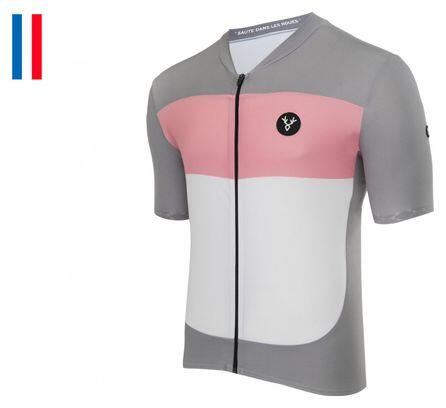 Maglia LeBram Eze grigia rosa manica corta vestibilità attillata