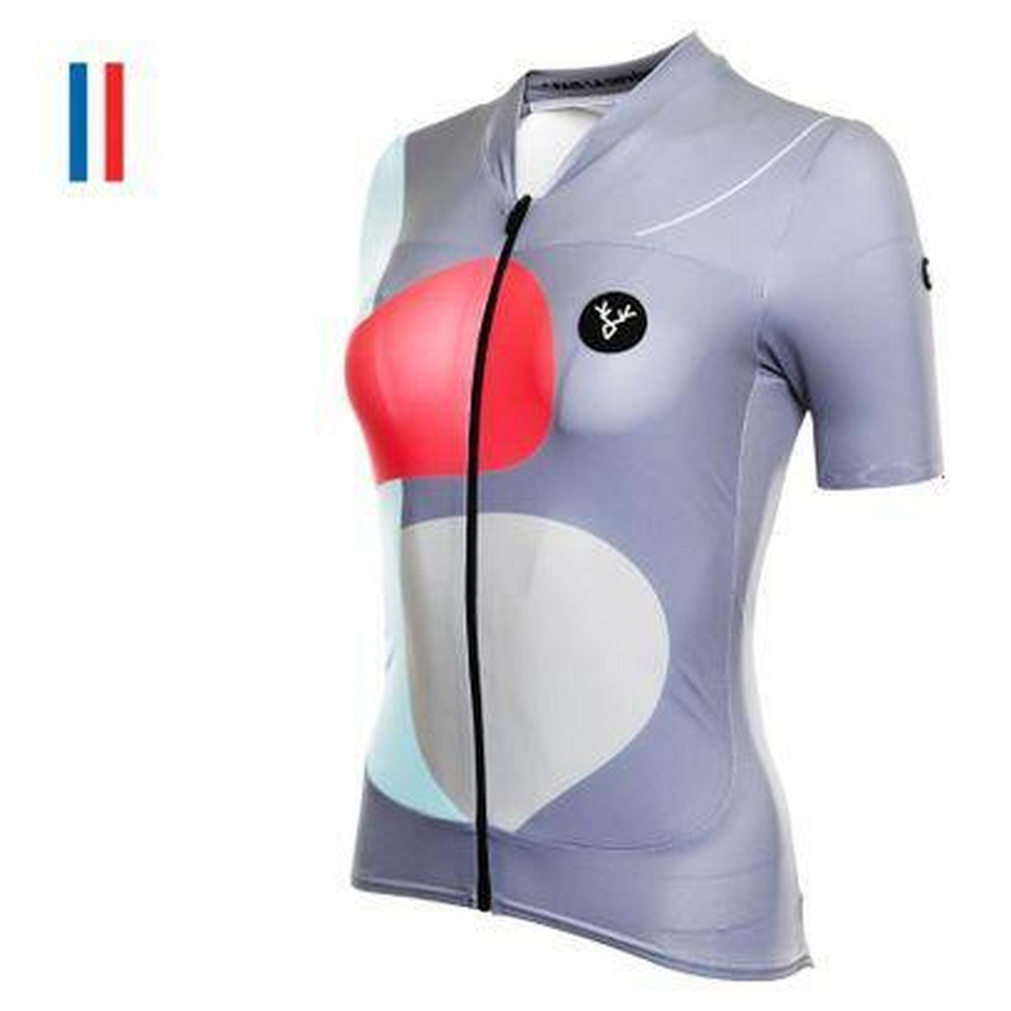 Maillot Manches Courtes Femme LeBram Testanier Gris Coupe Ajustée