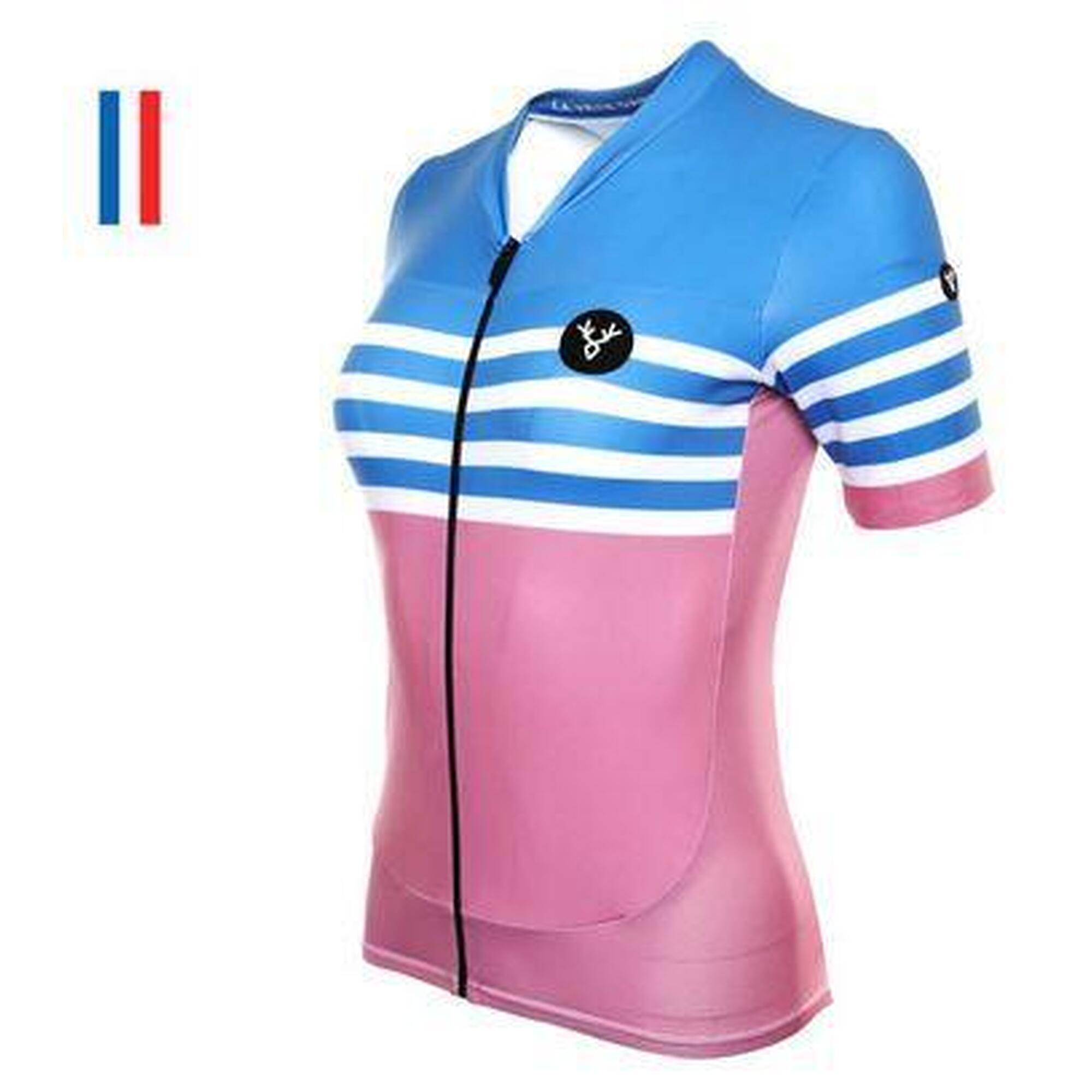 Lebram - Maillot Manches Courtes Femme Lebram Tourmalet Ciel Coupe Ajustée - Maillot Manches Courtes - Bleu|rose - 34 2xs - Decathlon