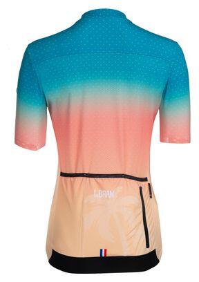 Maillot Ciclismo Mujer LeBram Vence, Manga Corta, Azul Claro y
