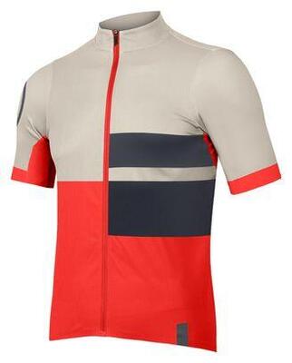 Endura fs260 print grenade red / beige short sleeve jersey