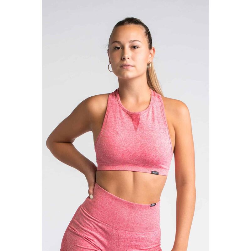 Pulse Seamless Sujetador Deportivo Fitness - Mujer - Rosa Rubicundo