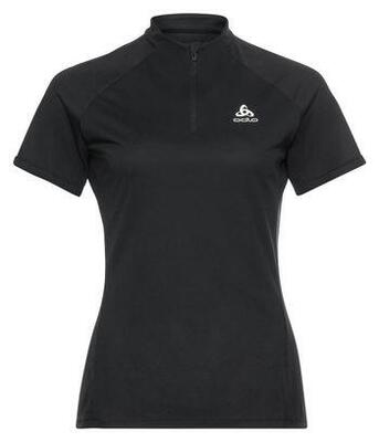 Odlo Essential Kurzarmshirt 1/2 Zip Damen Schwarz