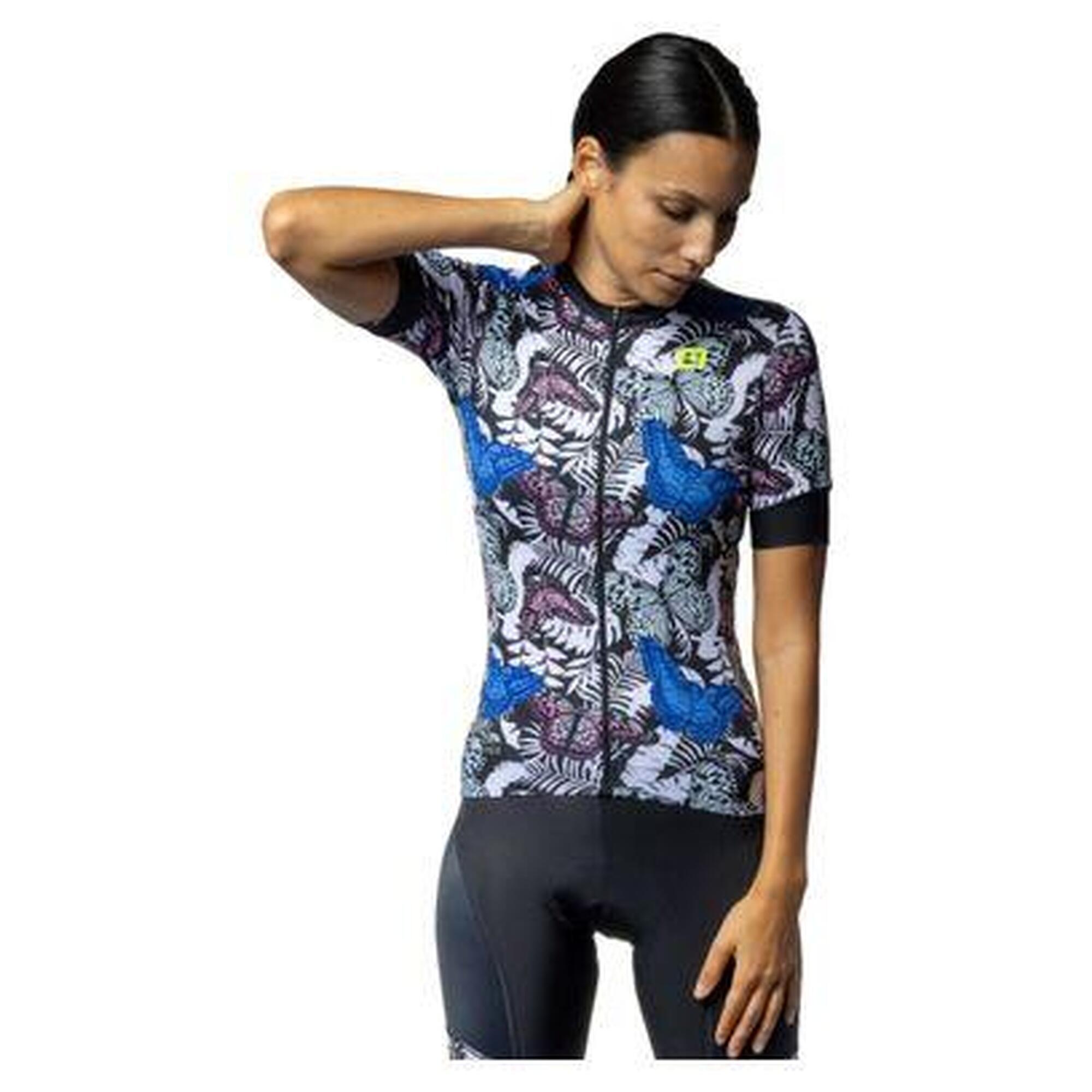 Alé Cycling - Maillot Manches Courtes Femme Alé Vanessa Bleu/noir - Maillot Manches Courtes - Bleu|noir|rose - 44 L - Decathlon