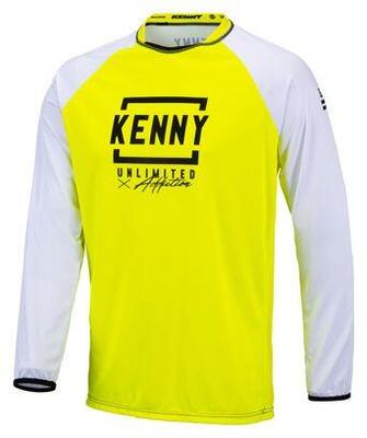 Kenny defiant long sleeve jersey wit / fluoriserend geel