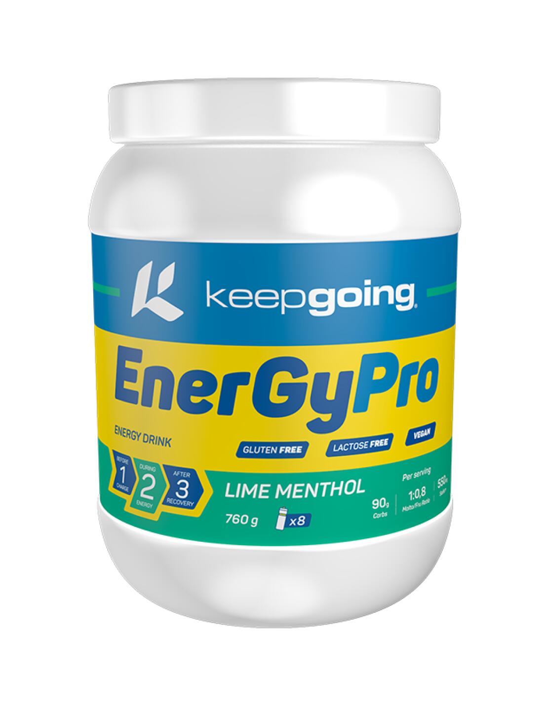 Bebida Energética en polvo Energía Pro "EnergyPro Drink" Sabor Lima-Mentol 760g 1/7