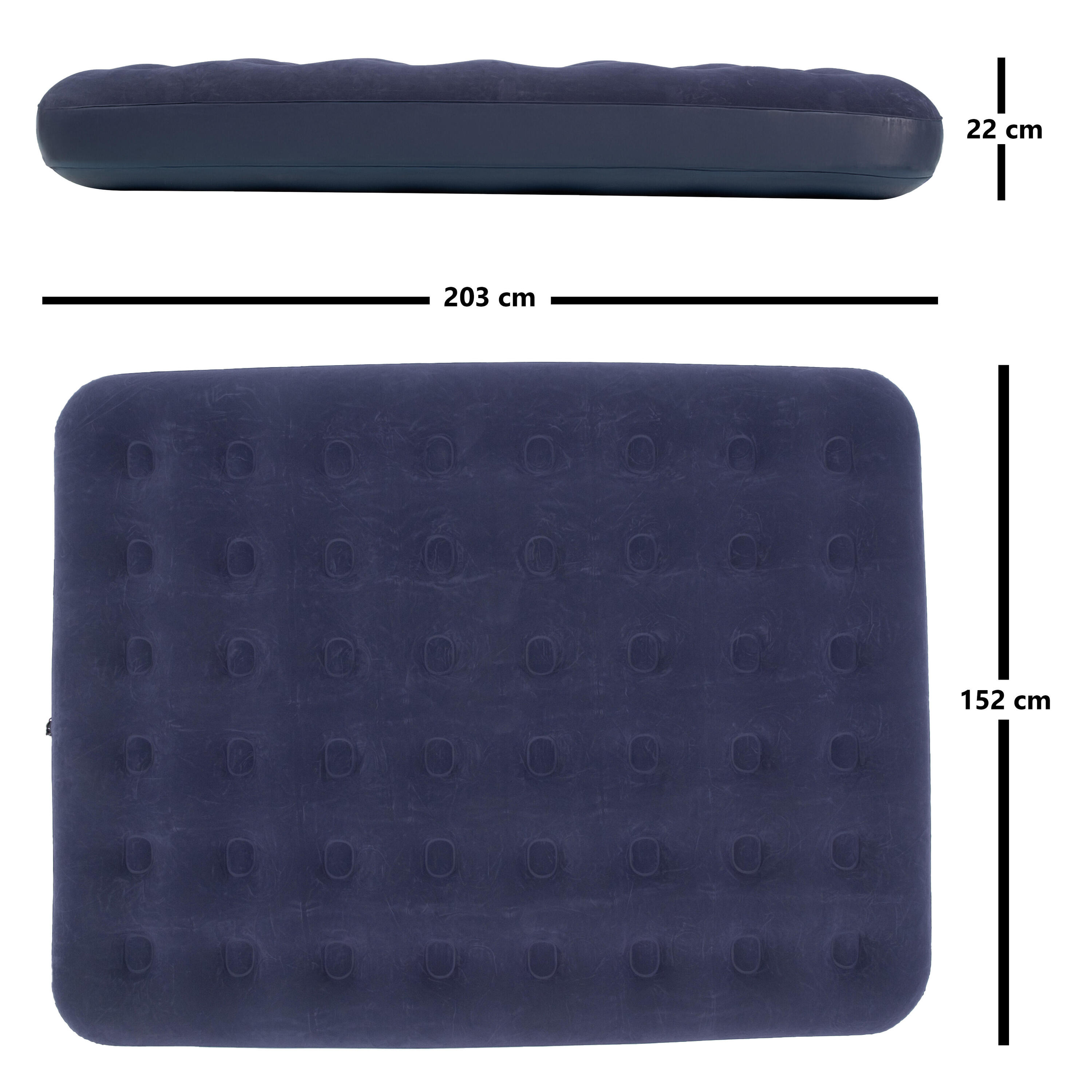 Luftmatratze Camping 2 Personen 203x152x22cm Luftbett Set mit Kissen + Pumpe 5/7