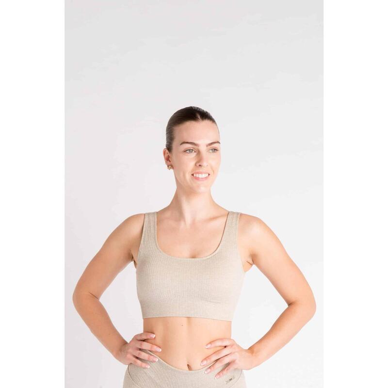 Sujetador Deportivo Acanalado Fitness - 'Ribbbed Seamless' - Mujer - Beis