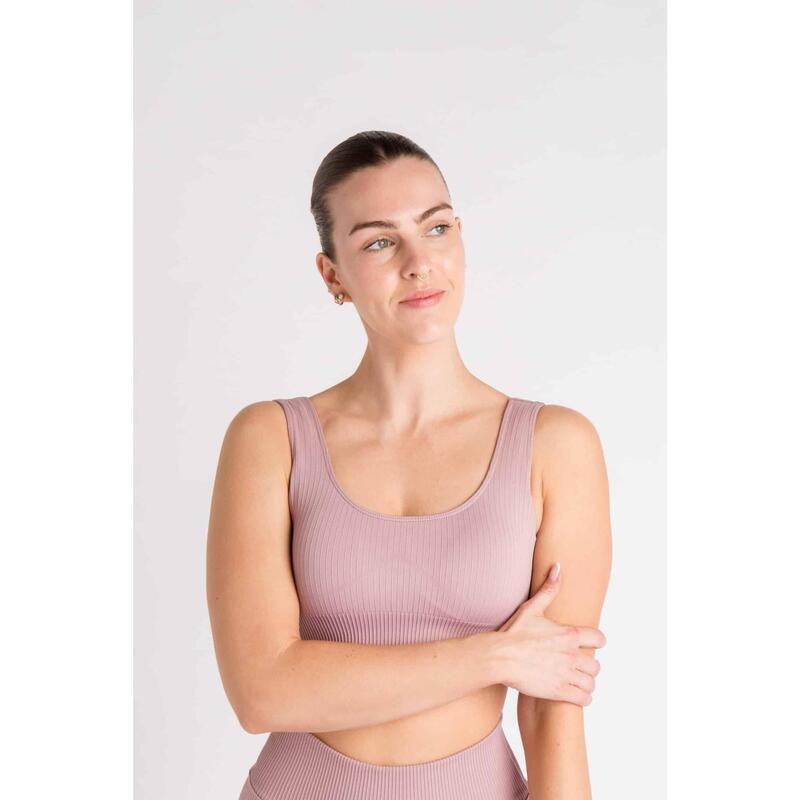 Sujetador Deportivo Acanalado Fitness - 'Ribbbed Seamless' - Mujer - Plum Roja