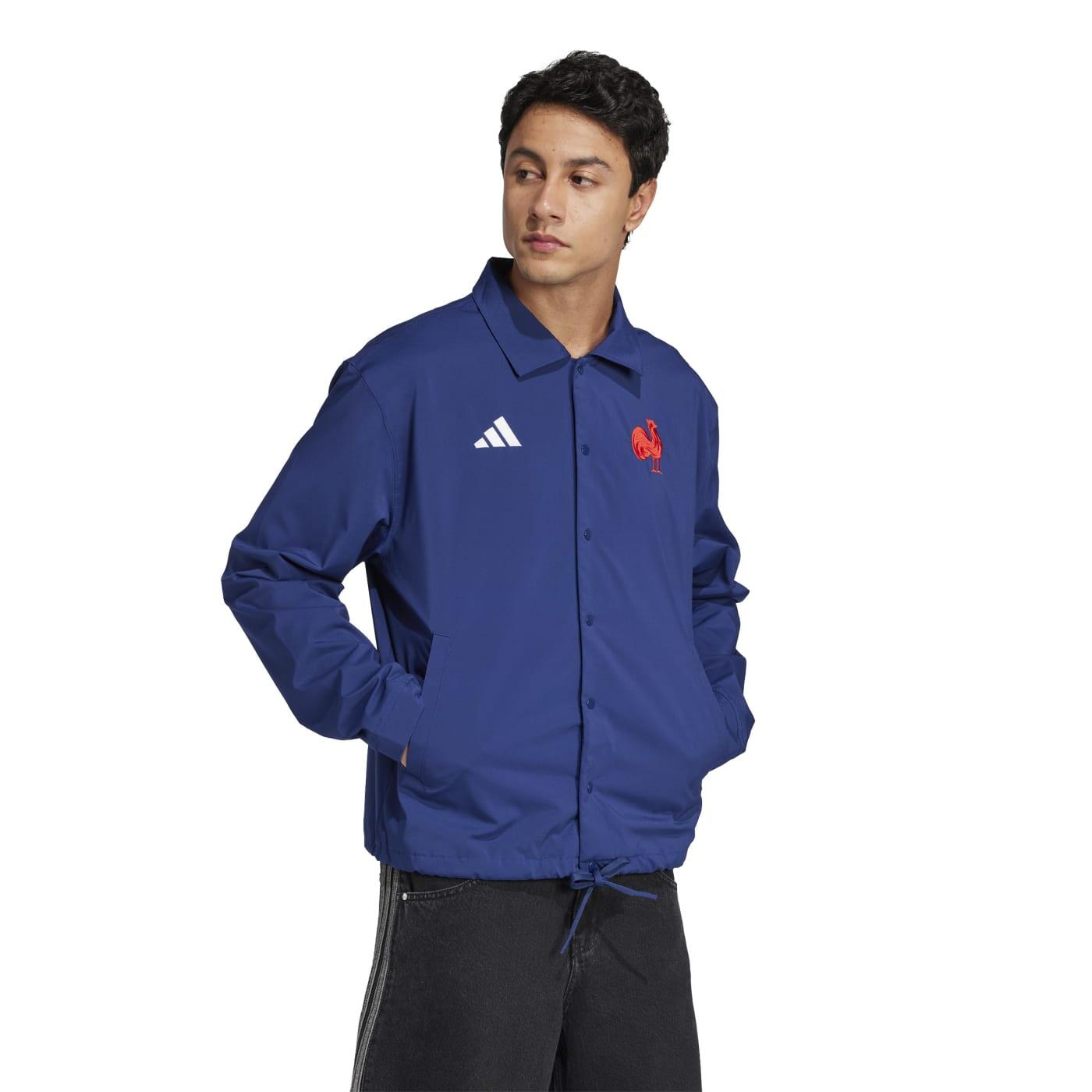 Giacca Maniche Lunghe Adidas Francia Rugby Heritage Blu Scuro Ffr 3/6