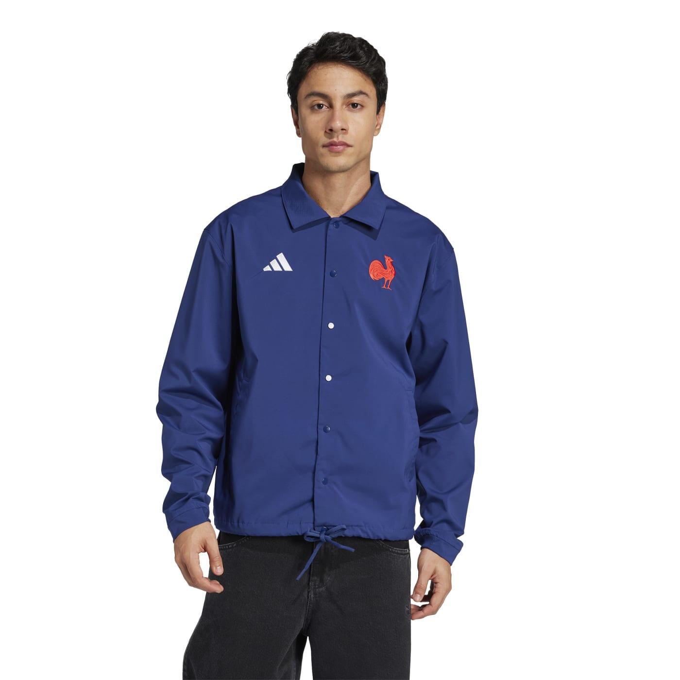 Giacca Maniche Lunghe Adidas Francia Rugby Heritage Blu Scuro Ffr 4/6