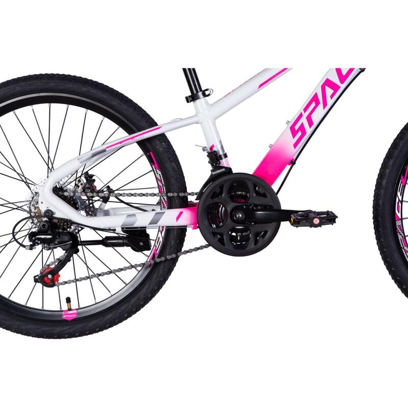 Bicicleta copii Mercury Aluminiu 24", 120-150 cm, 21 viteze, Alb/Roz
