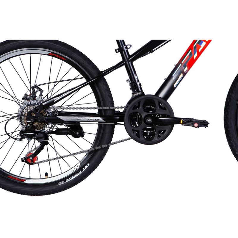 Bicicleta copii Mars 24", 130-160 cm, 21 viteze, Rosu/Negru