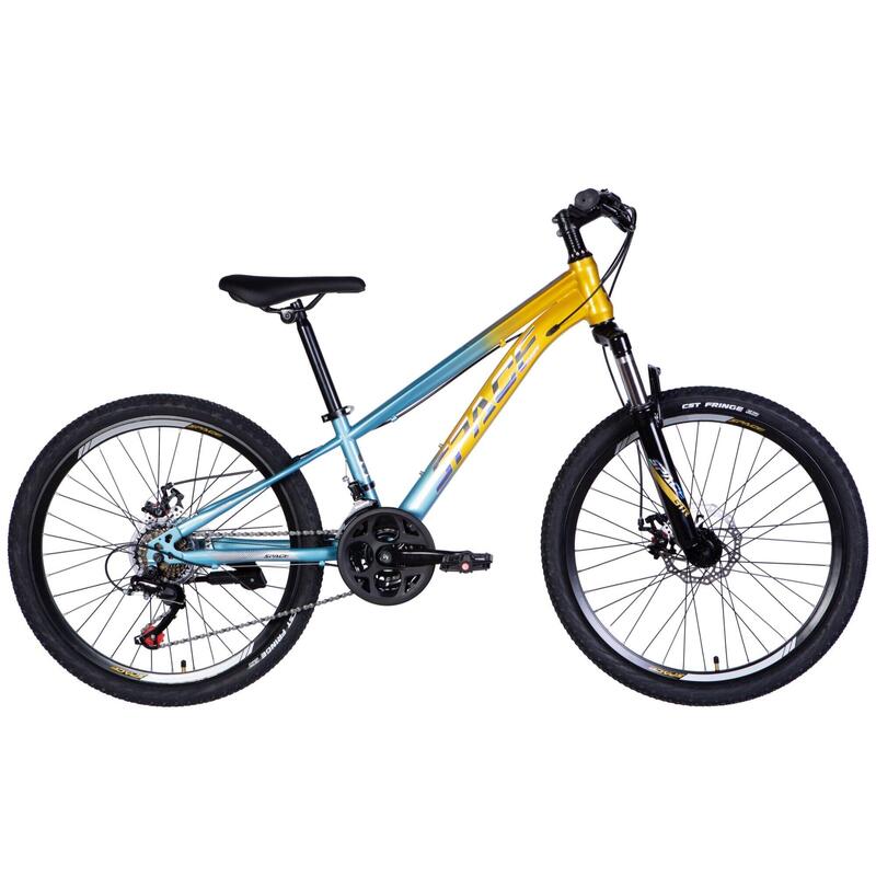 Bicicleta copii Mars 24", 120-150 cm, 21 viteze, Albastru/Galben