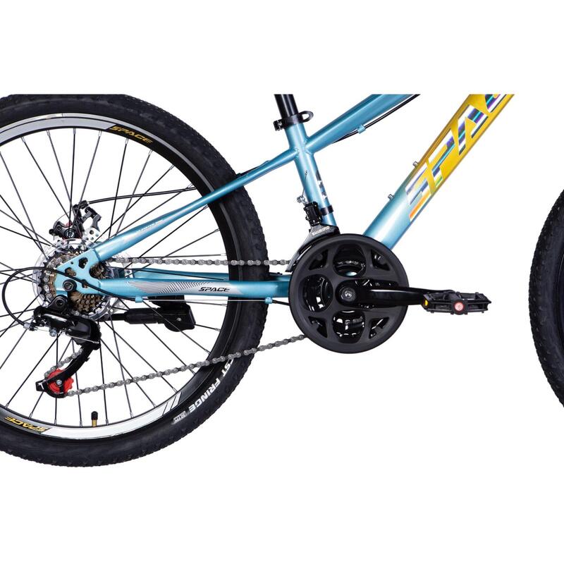 Bicicleta copii Mars 24", 120-150 cm, 21 viteze, Albastru/Galben