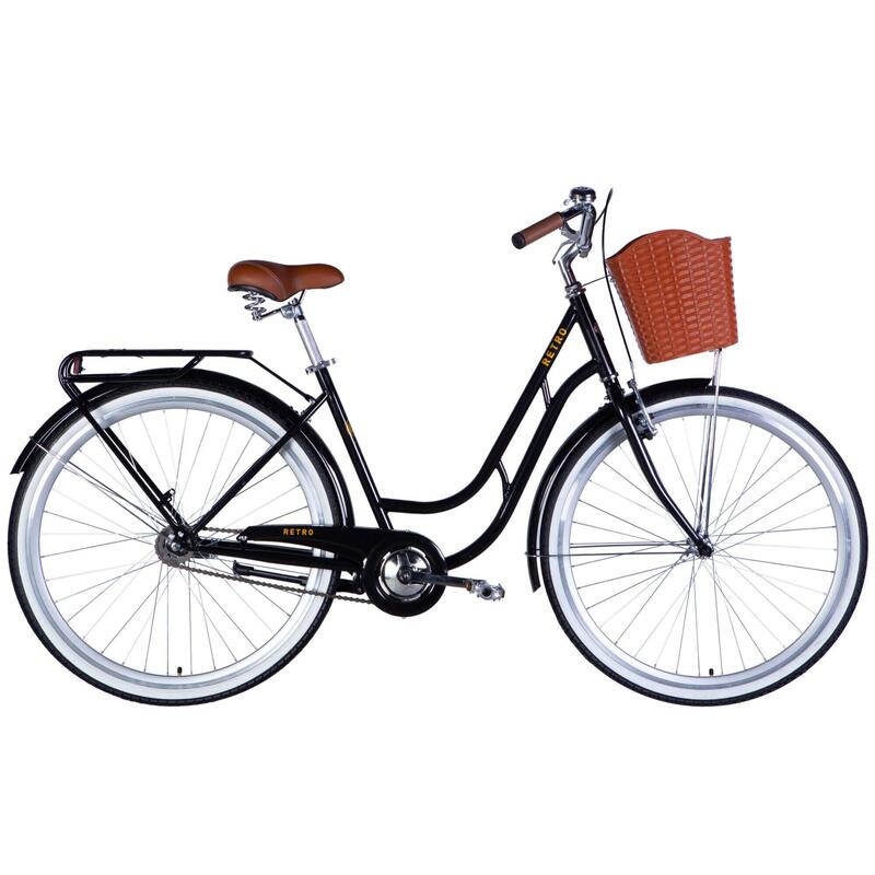 Bicicleta Retro 28", 1 viteza, 160-195 cm, Negru