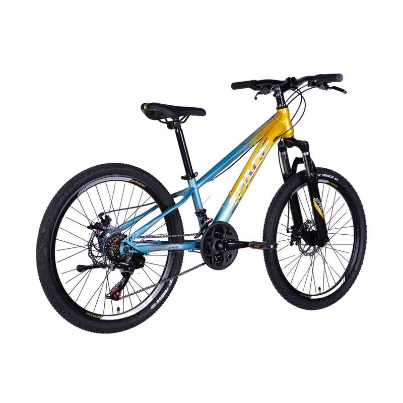 Bicicleta copii Mars 24", 120-150 cm, 21 viteze, Albastru/Galben