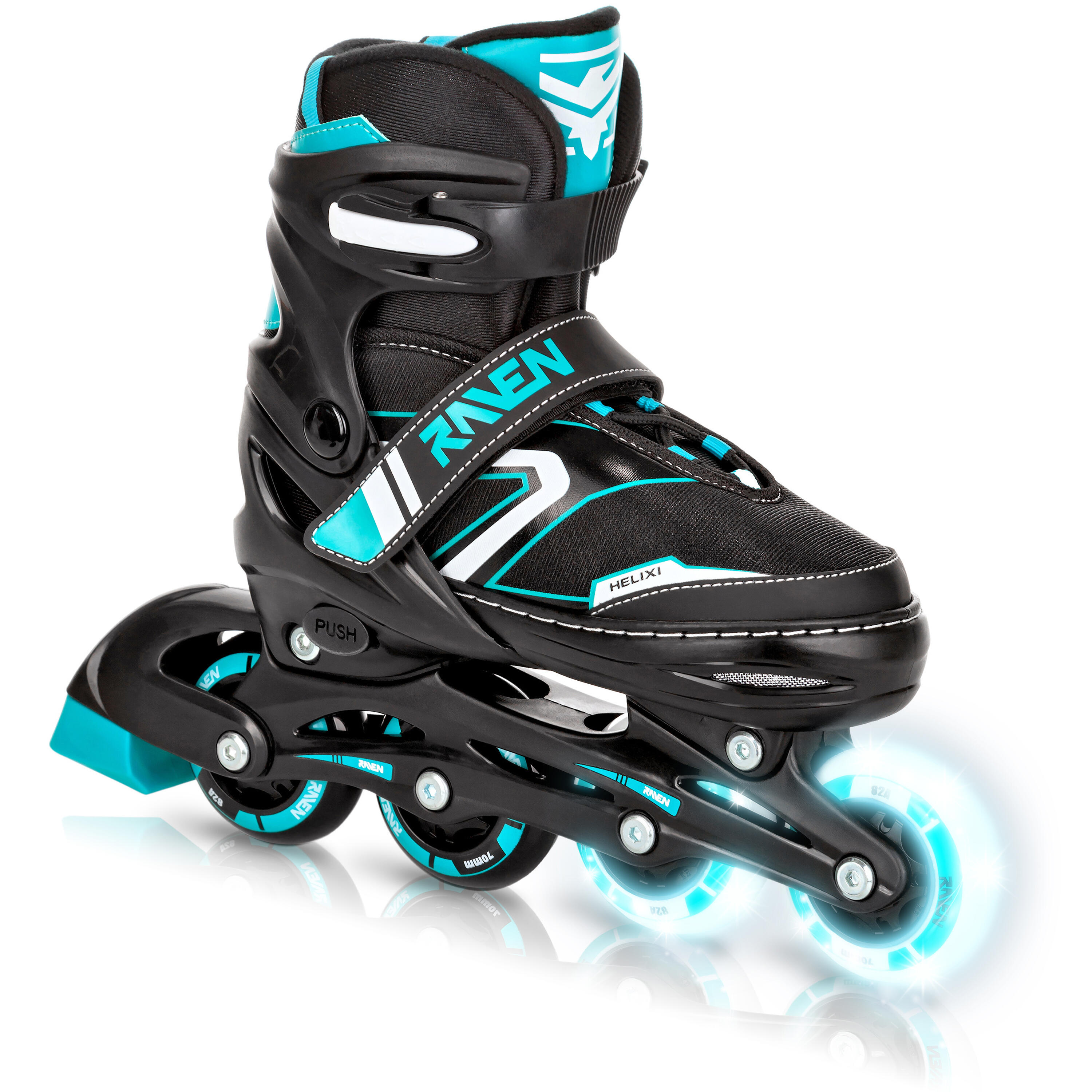 RAVEN Verstellbarer Rollschuhe Helixi Schwarz/Mint Leuchtende LED-Räder