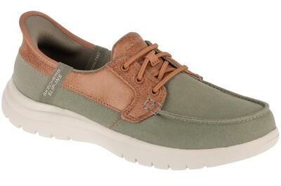 Bootschoenen skechers on-the-go flex - palmilla canvas/vegan leer dames olijf