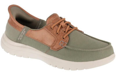 Bootschoenen skechers on-the-go flex - palmilla canvas/vegan leer dames olijf