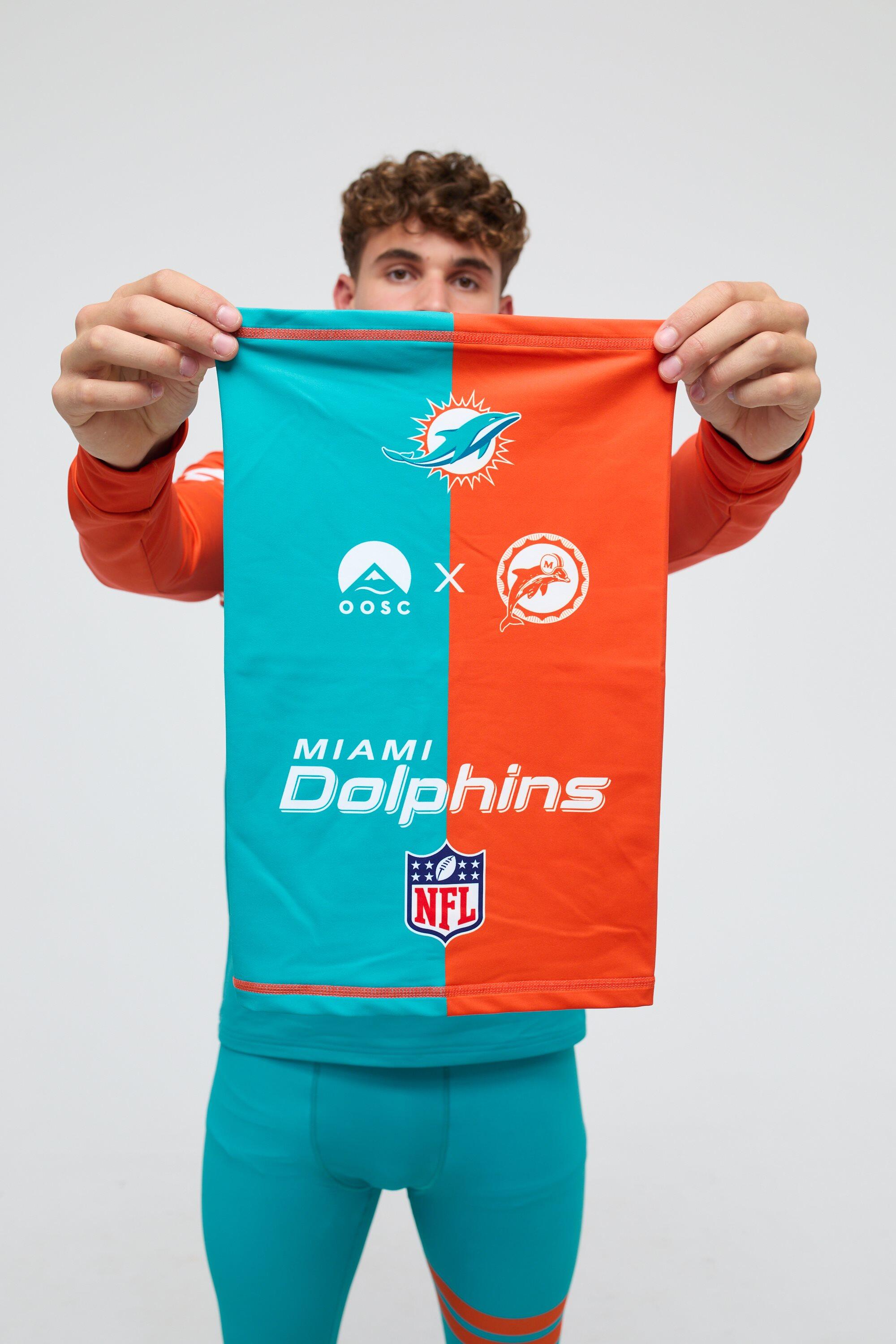 OOSC Scaldacollo ufficiale Miami Dolphins in poliestere elasticizzato, traspirante
