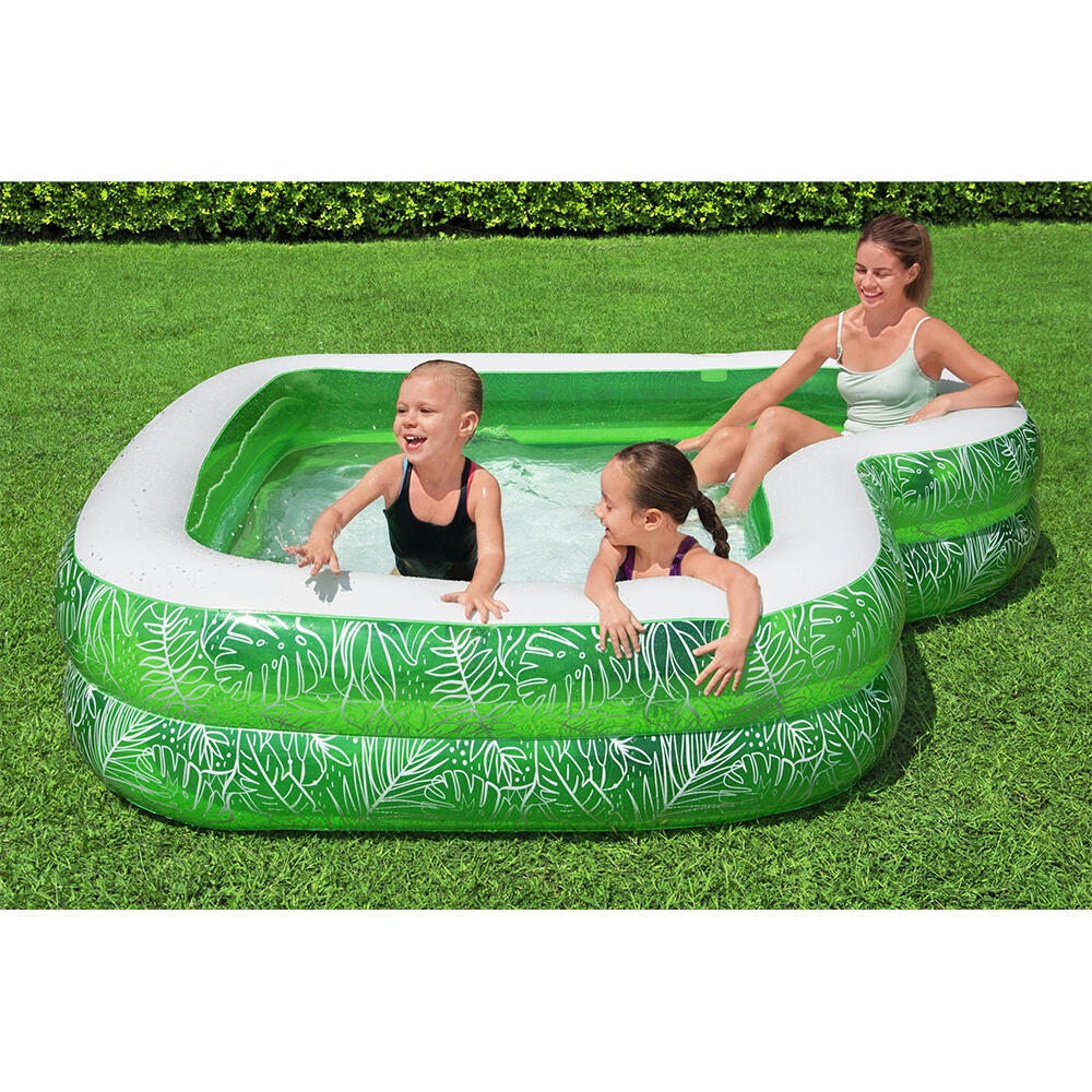 Piscina Inflable BESTWAY 231x231x51 cm. Asiento Estampado Motivos Tropicales 6/7
