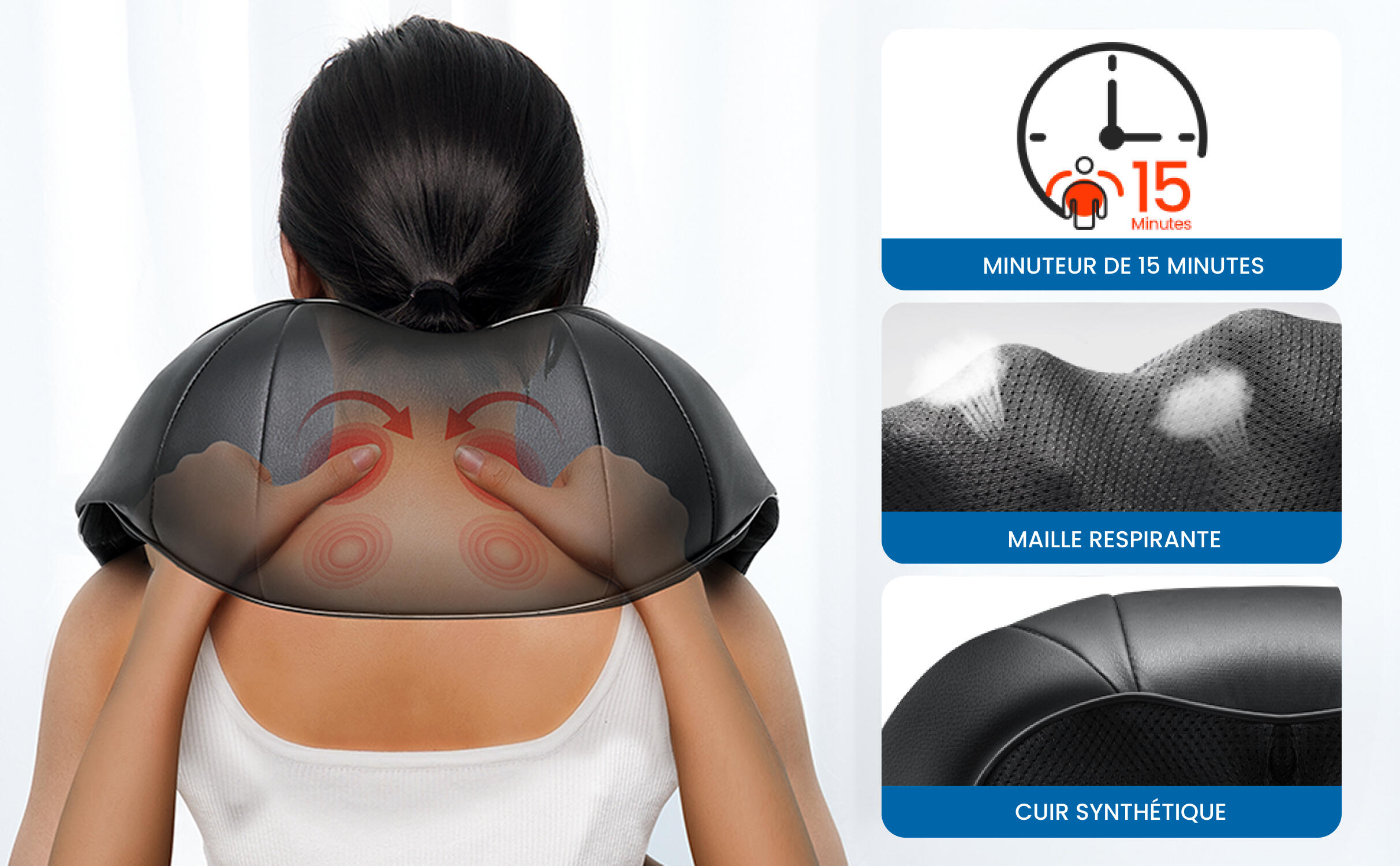 Masseur cervical RENPHO U-Neck Go SNM067 - Massage Shiatsu chauffant 6/7