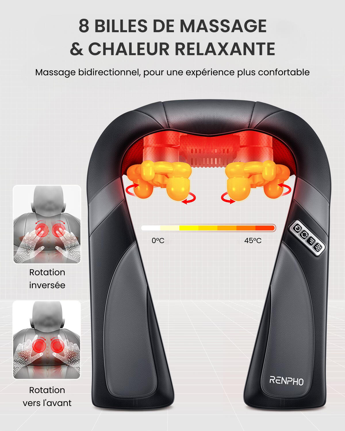 Masseur cervical RENPHO U-Neck Go SNM067 - Massage Shiatsu chauffant 4/7