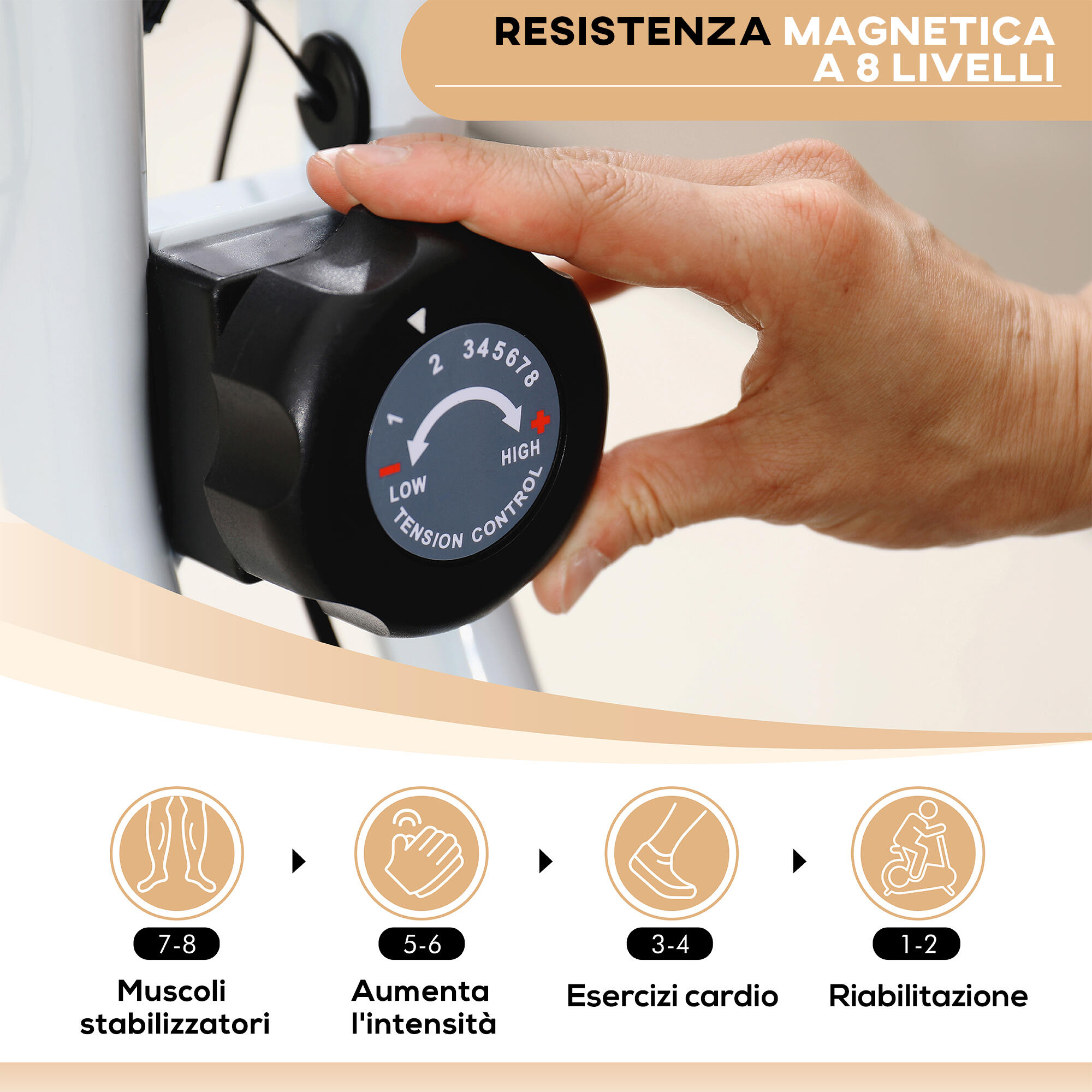 SPORTNOW Cyclette Pieghevole Magnetica 8 Livelli Display e Sellino Regolabile 5/8