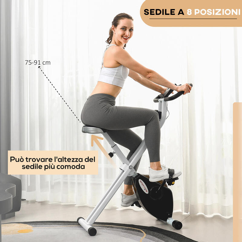 SPORTNOW Bicicletă Exercițiu Pliabilă Magnetică Afișaj 8 Niveluri Șa Reglabilă