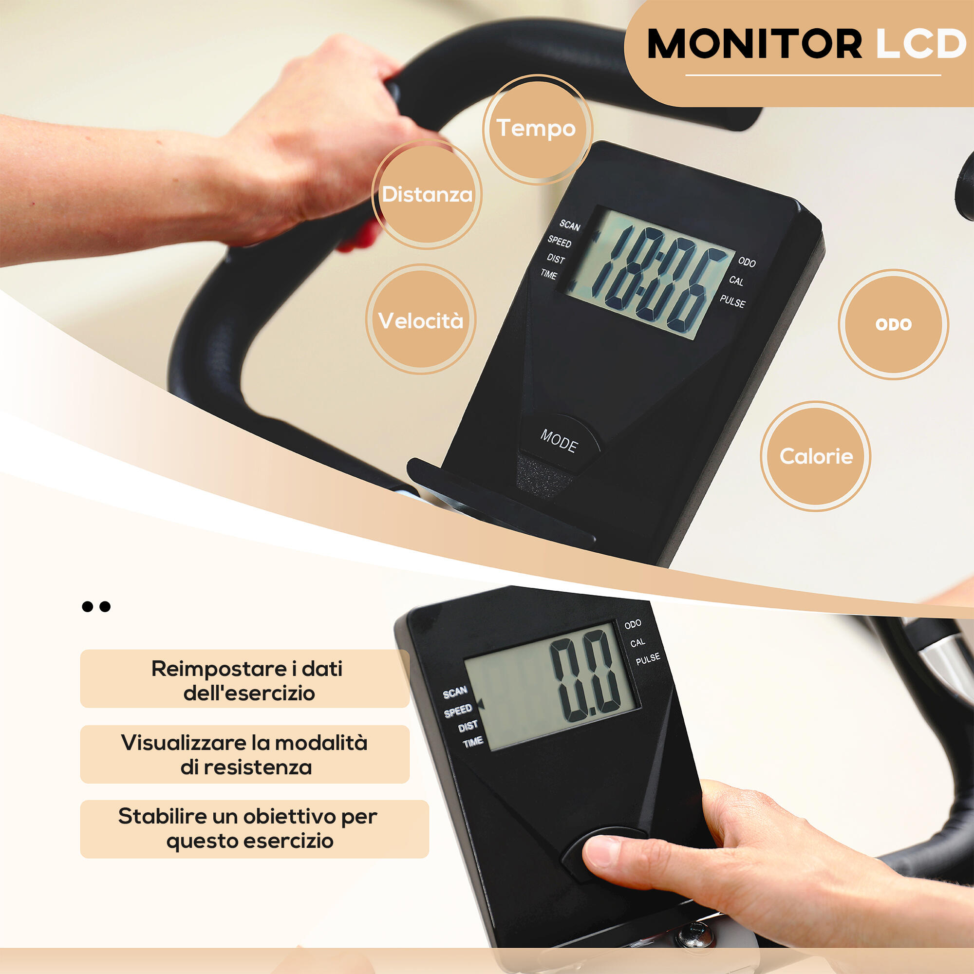 HOMCOM Cyclette Pieghevole 2 In 1 Con Resistenza Magnetica Regolabile A 8 Livelli Elastici Schermo Lcd E Volano Rosa 91408475