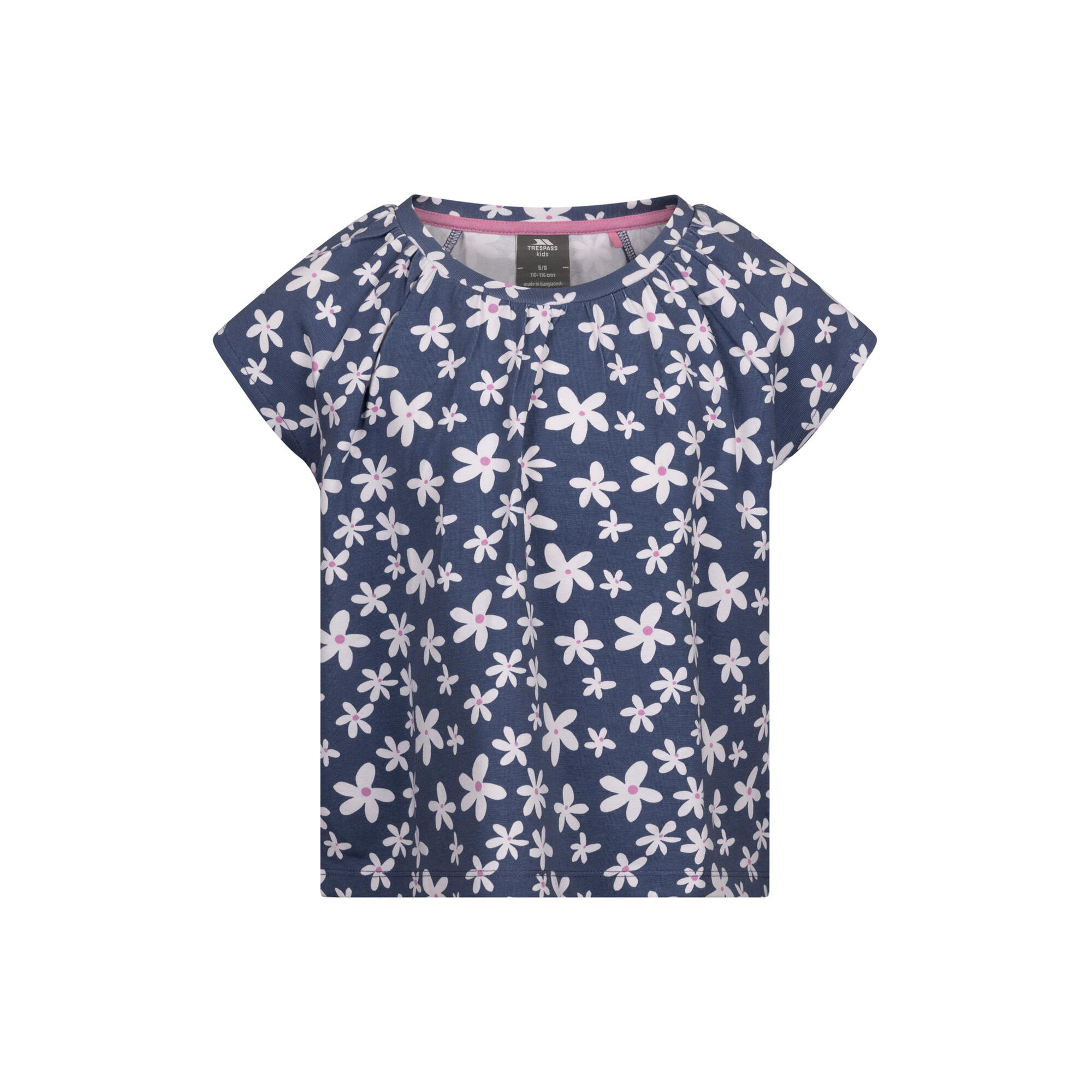 Trespass - Tshirt Motif/style Floral Josey Fille (ton Bleu) - T-shirt Manches Courtes - Bleu - 7-8 Ans - Decathlon