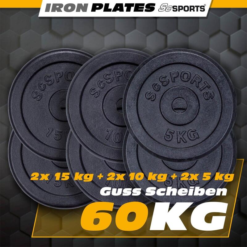 Set de discuri de greutate 60KG 30 si 31 mm fonta